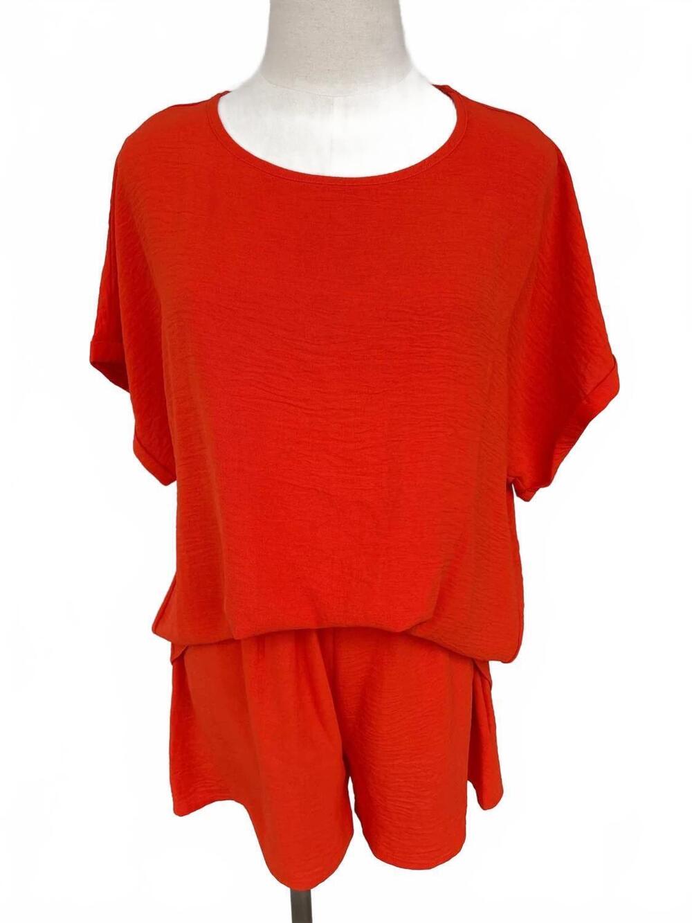 NEW PIXI + IVY women's judith top and short set in orange